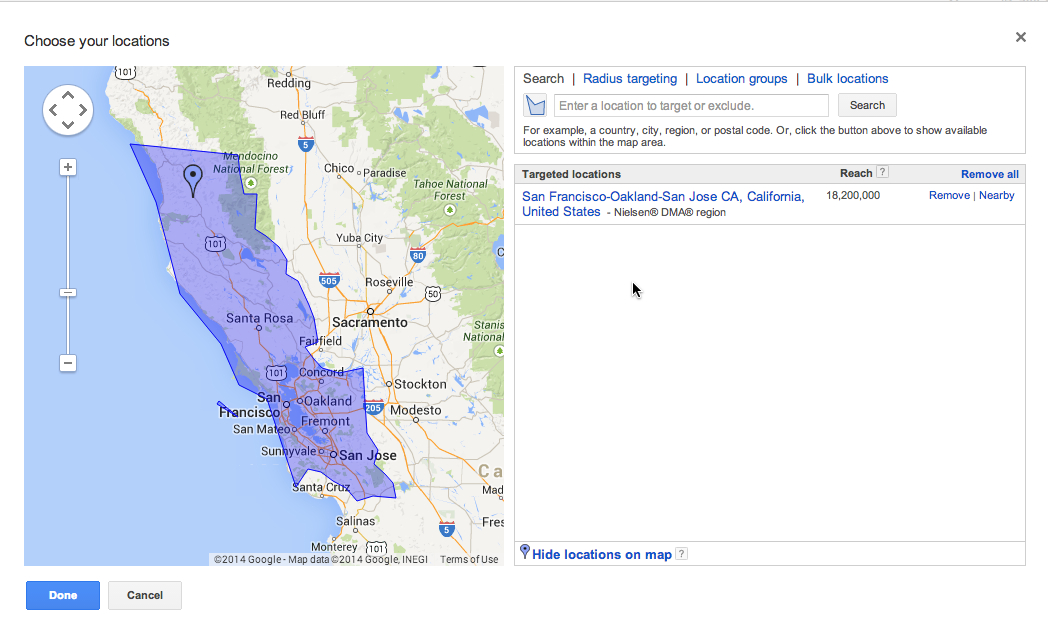 Google Location Based Targeting Example 2