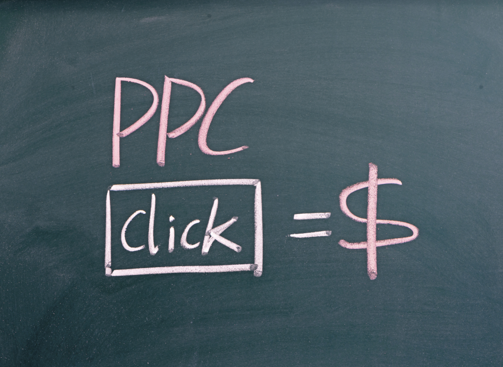 PPC,pay per click written on blackboard