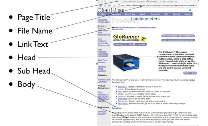 Graphic of sections of a web page