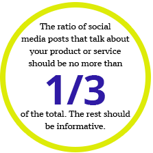 Social Media Marketing Services advice image: 1/3 of total social media posts should talk about your company