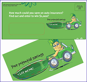 Direct mail envelope and insert for Dtric Insurance