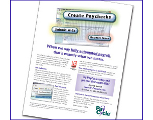 Direct Marketing Agency Print Advertising ad for PayCycle - Create Paychecks