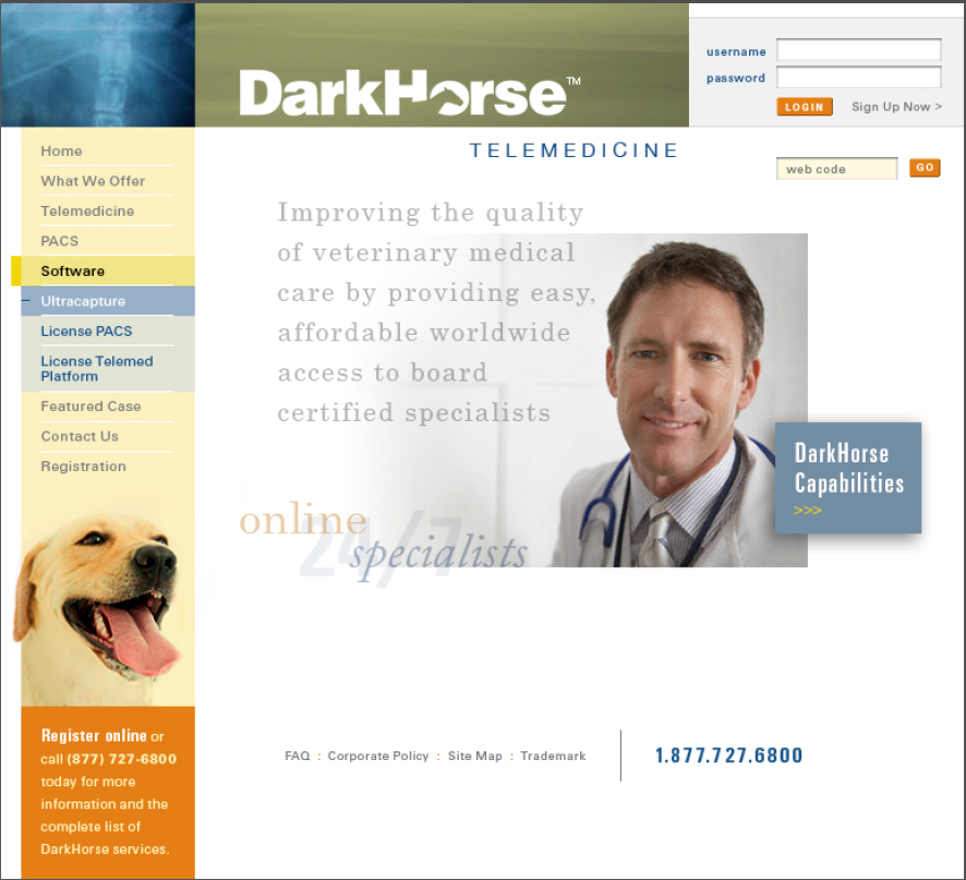 Veterinary website design client, DarkHorse Telemedicine