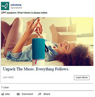 Facebook Ads Developer client Libratone ad.