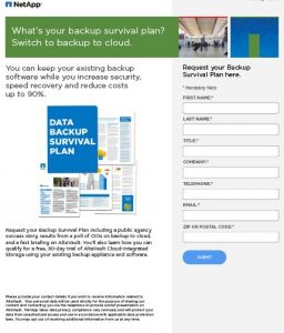 NetApp Altavault SLED Email Campaign Landing Page Image