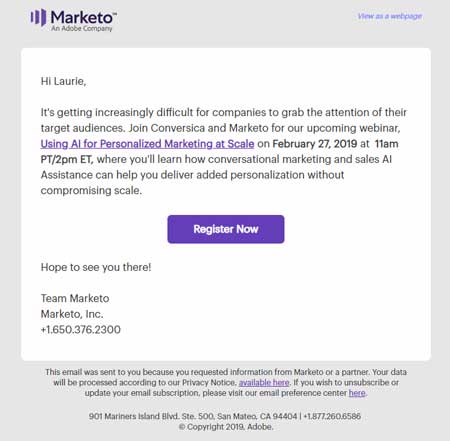 Marketo nurture email example.