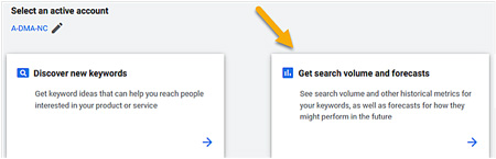 Check search volume and forecasts for your keywords.